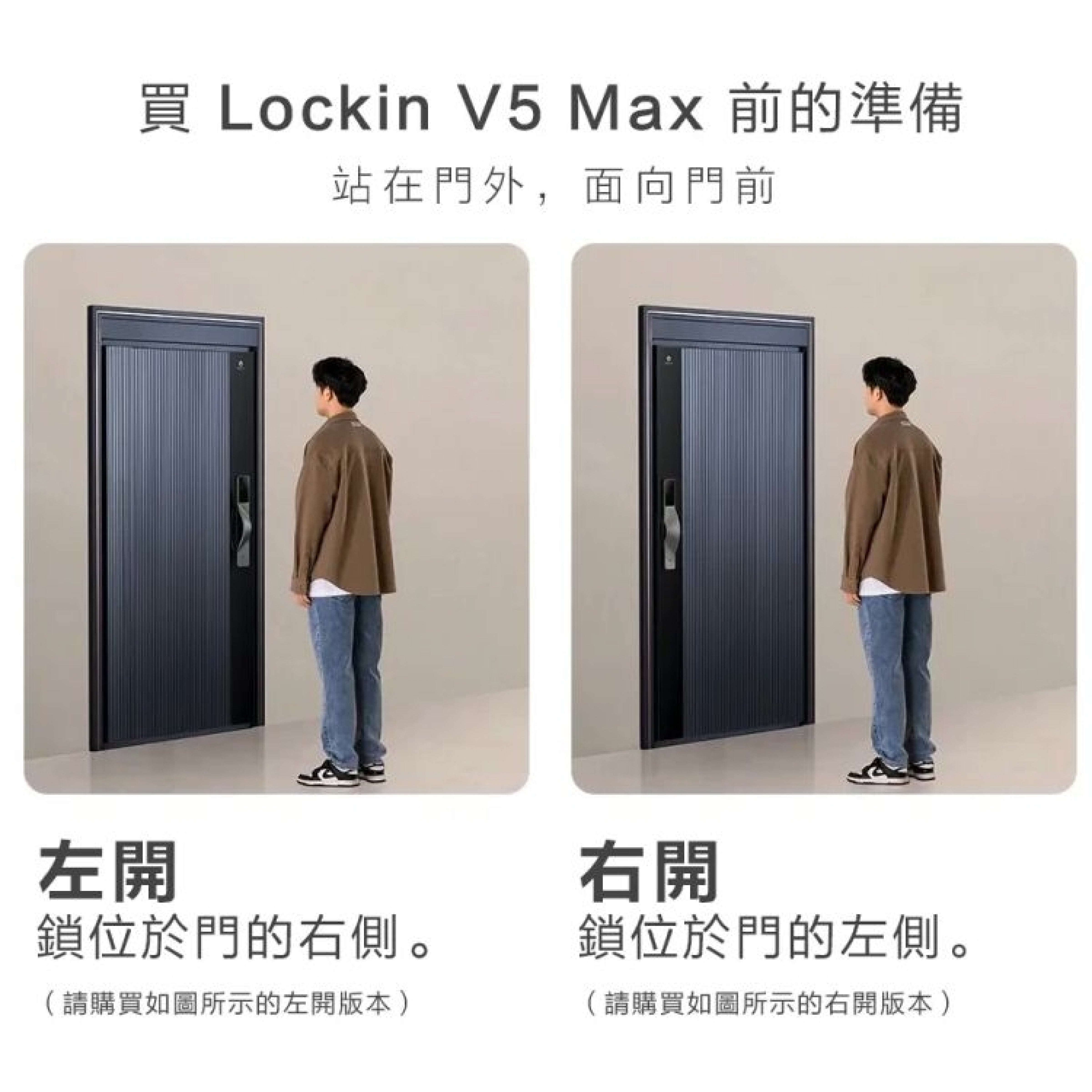 Lockin V5 Max Palm Vein Smart Electronic Door Lock (Left/Right Handed Options) (Grey)