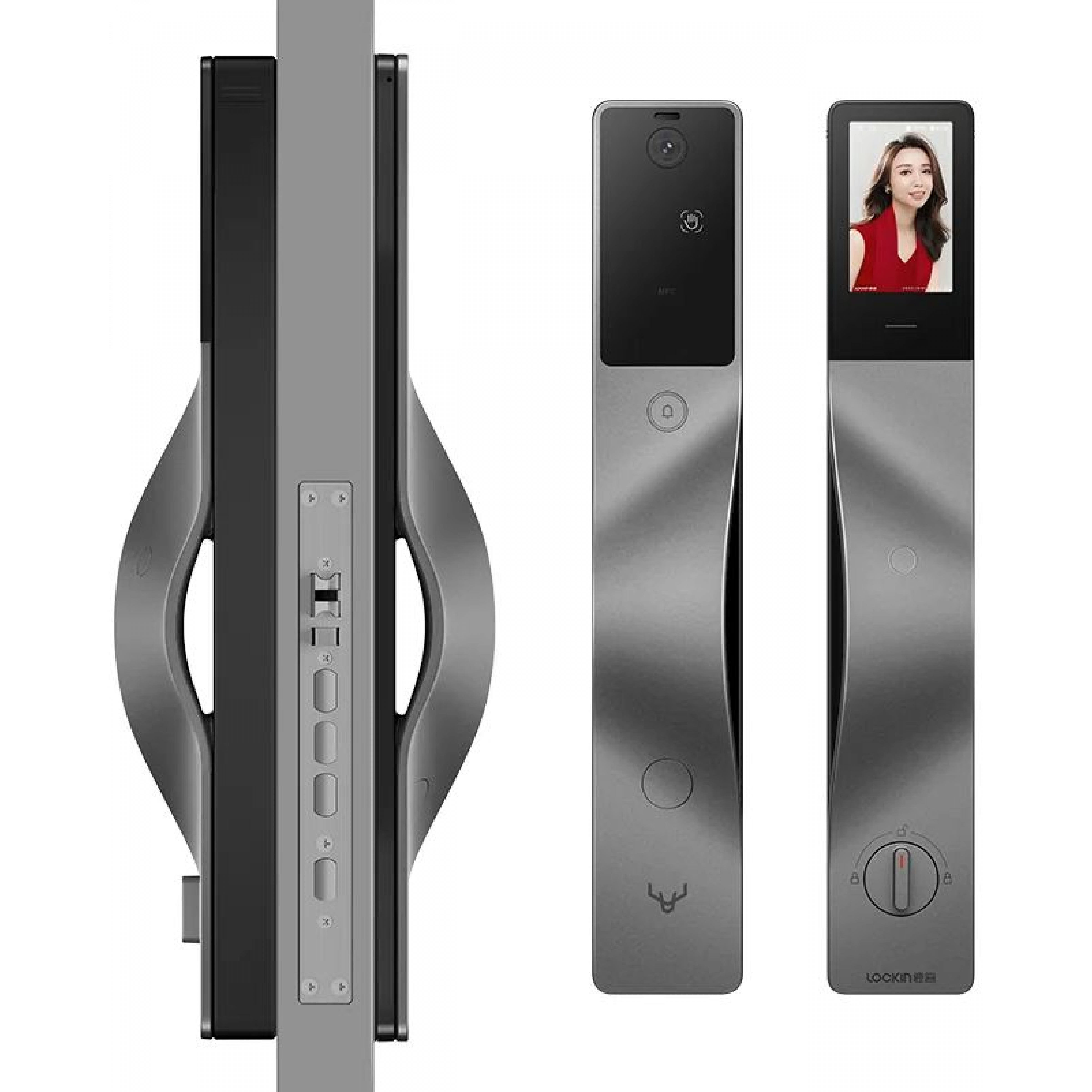 Lockin V5 Max Palm Vein Smart Electronic Door Lock (Left/Right Handed Options) (Grey)